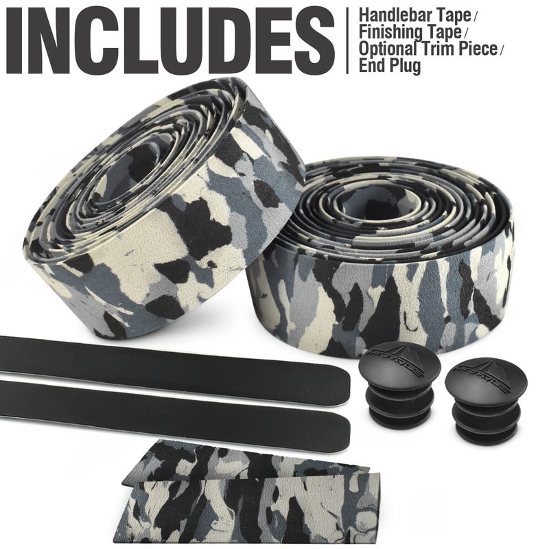 MARQUE Camouflage Road Bike Handlebar Tape â€“ 2PCS per Set (Gray/Black) - Image 4